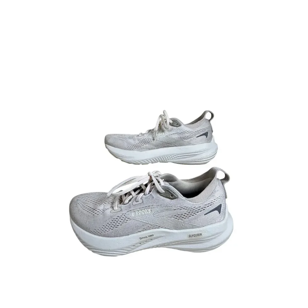 Brooks Women Glycerin 22 Running Cushioning Athletic Shoes Off White Sz 8.5
